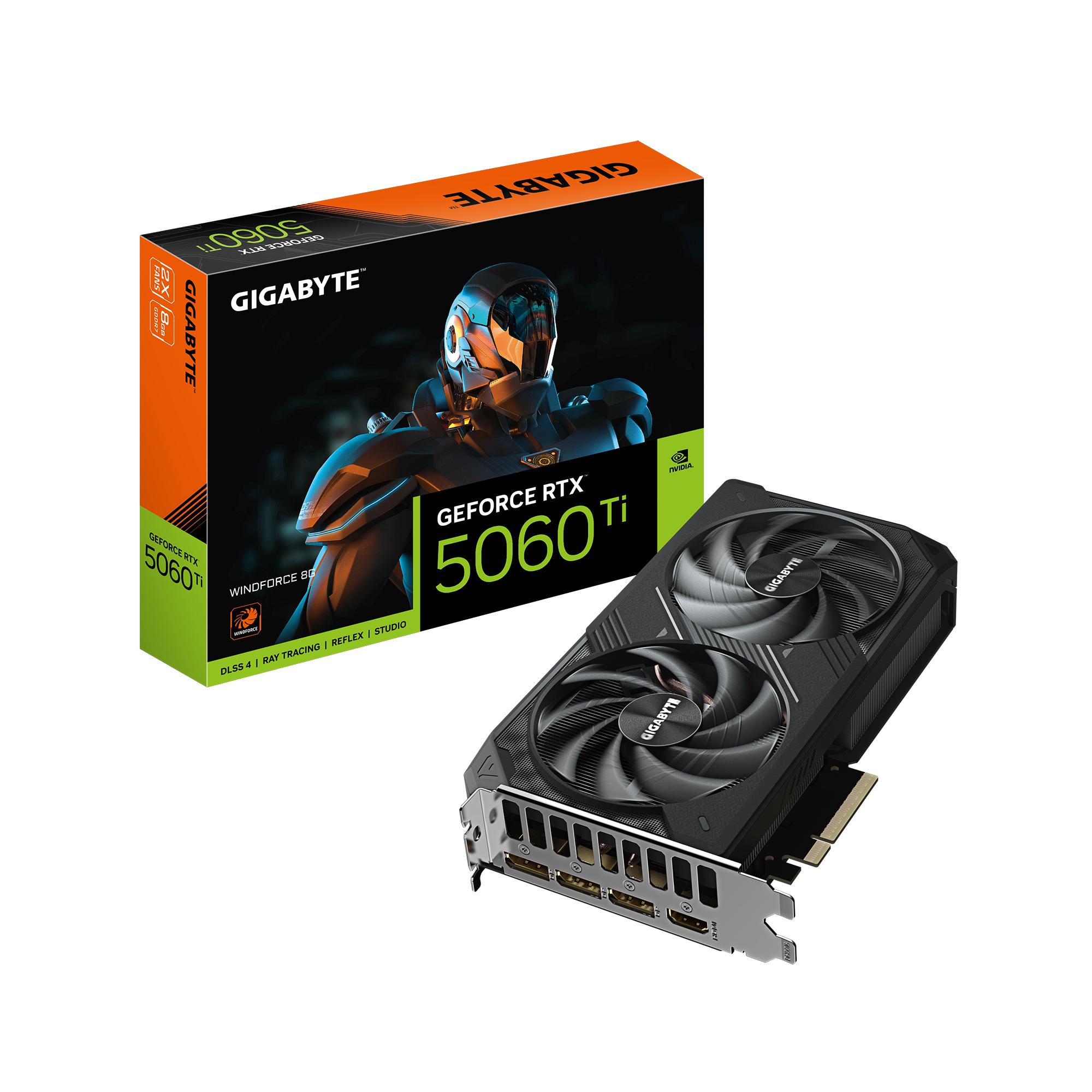 GIGABYTE GeForce RTX 5060 Ti Windforce 8G, 8GB GDDR7, 1x HDMI 2.1b, 2x DP 2.1b Image