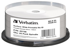 Verbatim 25 x BD-R | 43738 | 25 GB 6x - breite bedruckbare