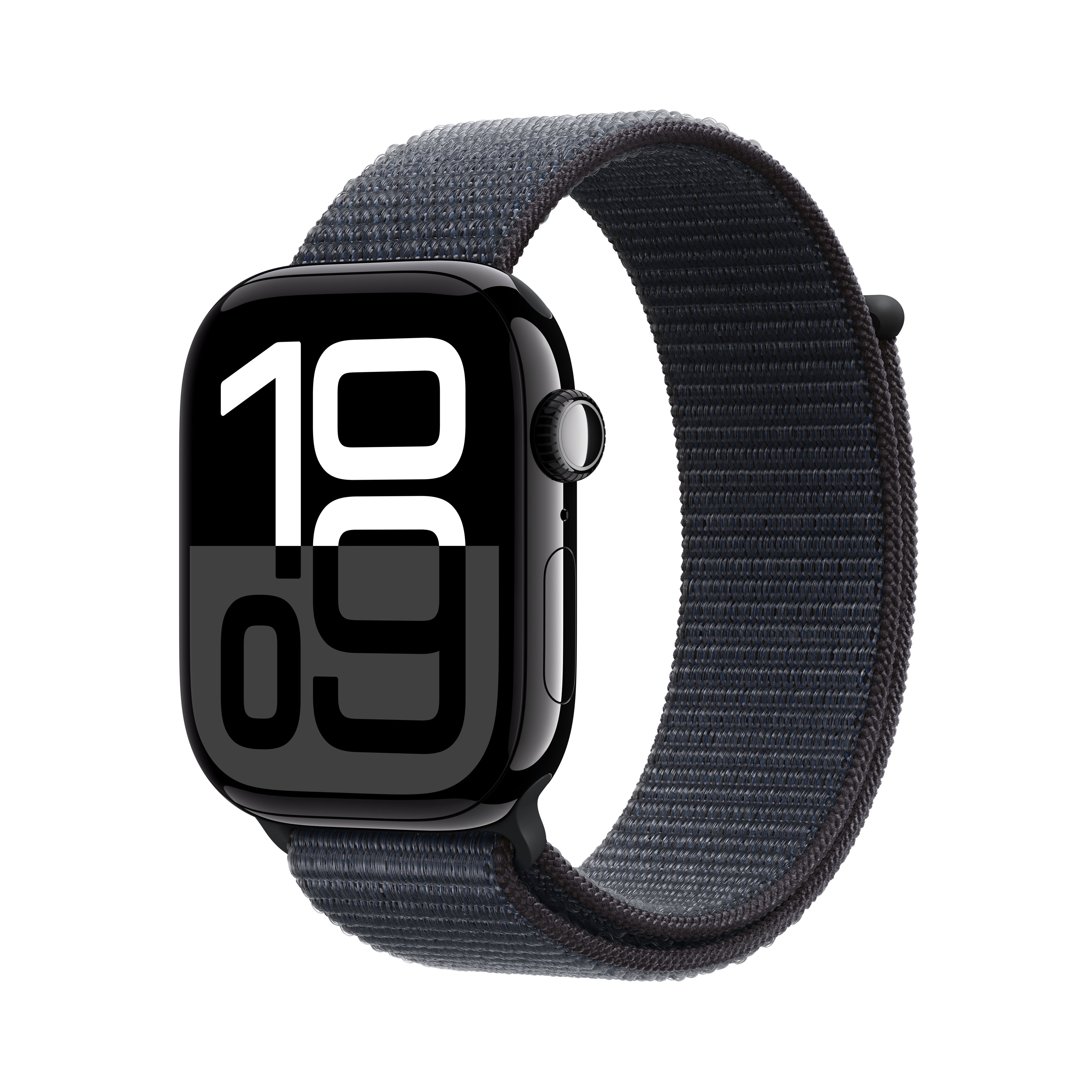 Apple Watch Series 10 (GPS + Cellular) 46mm Aluminium diamantschwarz mit Sport Loop Tinte | mwy53qf/a |