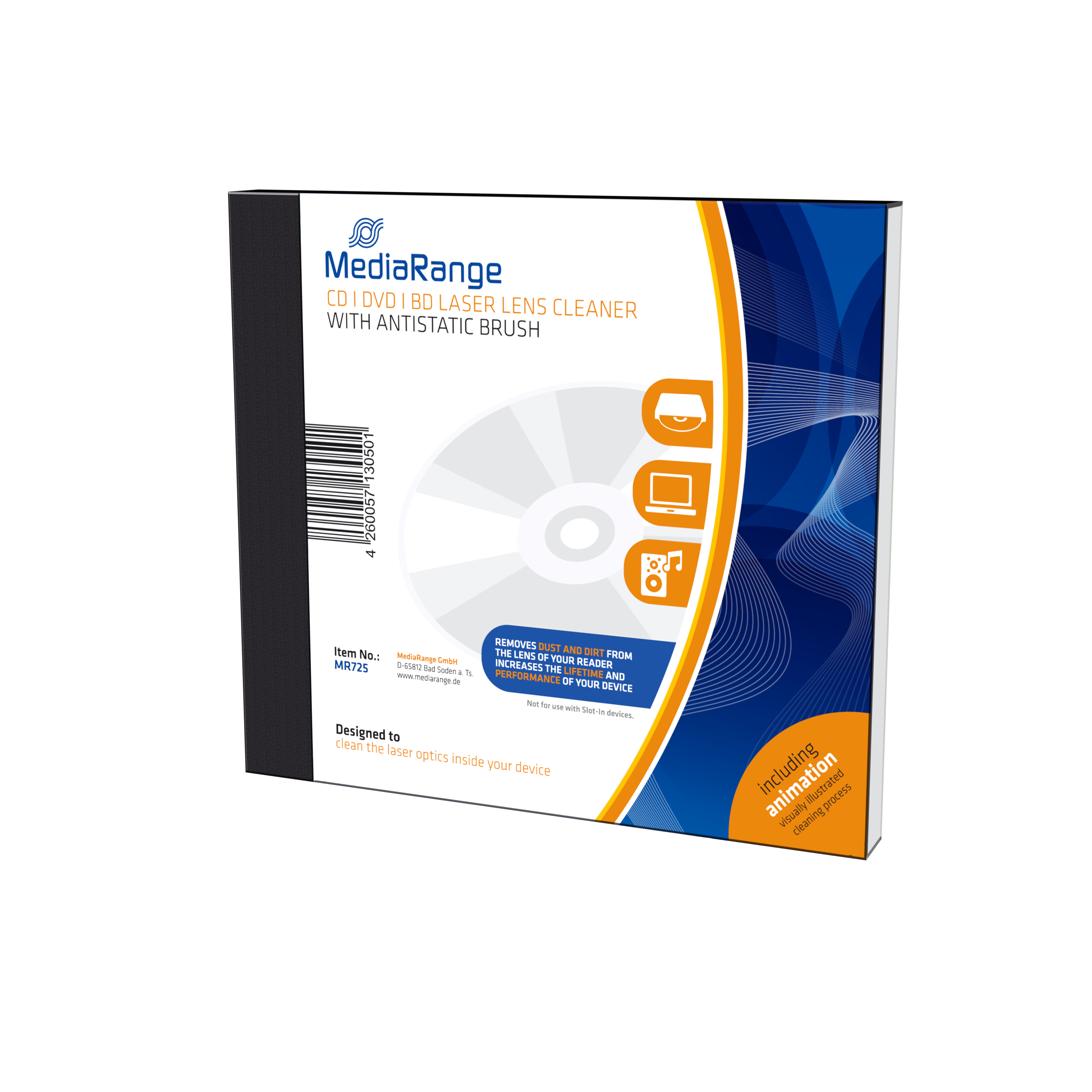 MEDIARANGE CD/DVD-Linsenreinigungs-Kit | mr725 |