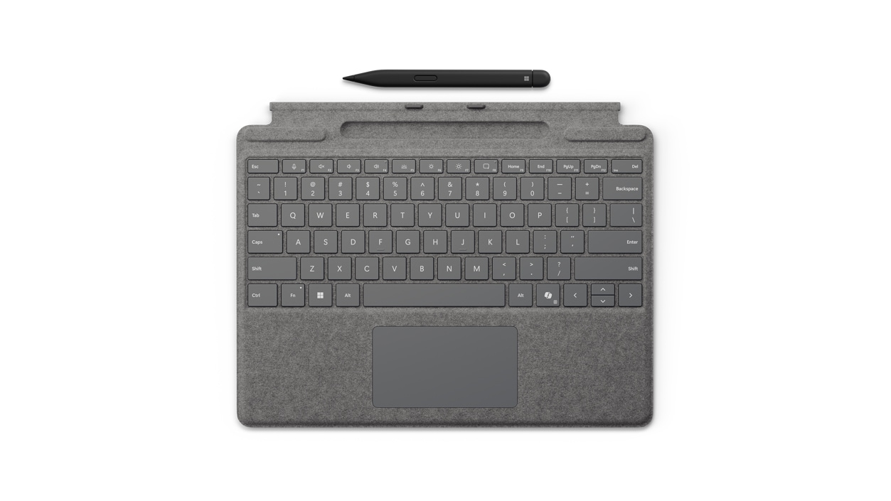 Microsoft Surface Pro Keyboard mit Copilot-Taste Platin | 8x6-00218 | Surface Slim Pen 2 Bundle - DE