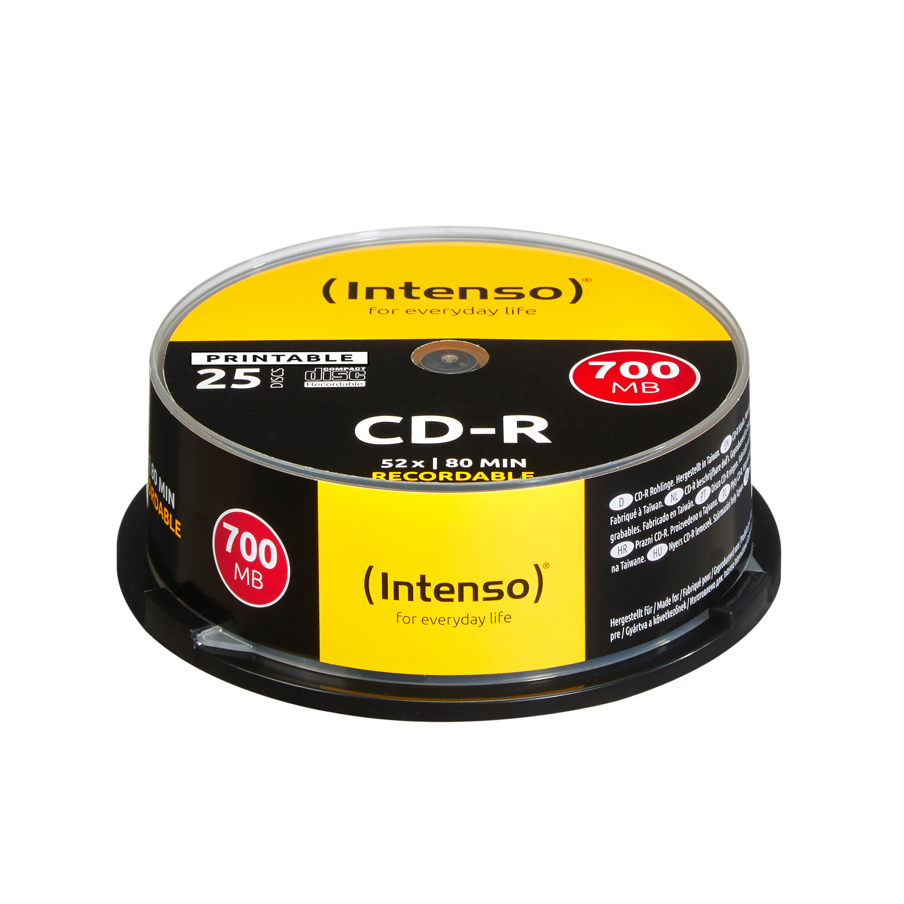 Intenso 25 x CD-R | 1801124 | 700 MB (80 Min) 52x - mit Tintenstrahldrucker bedruckbare Oberfläche