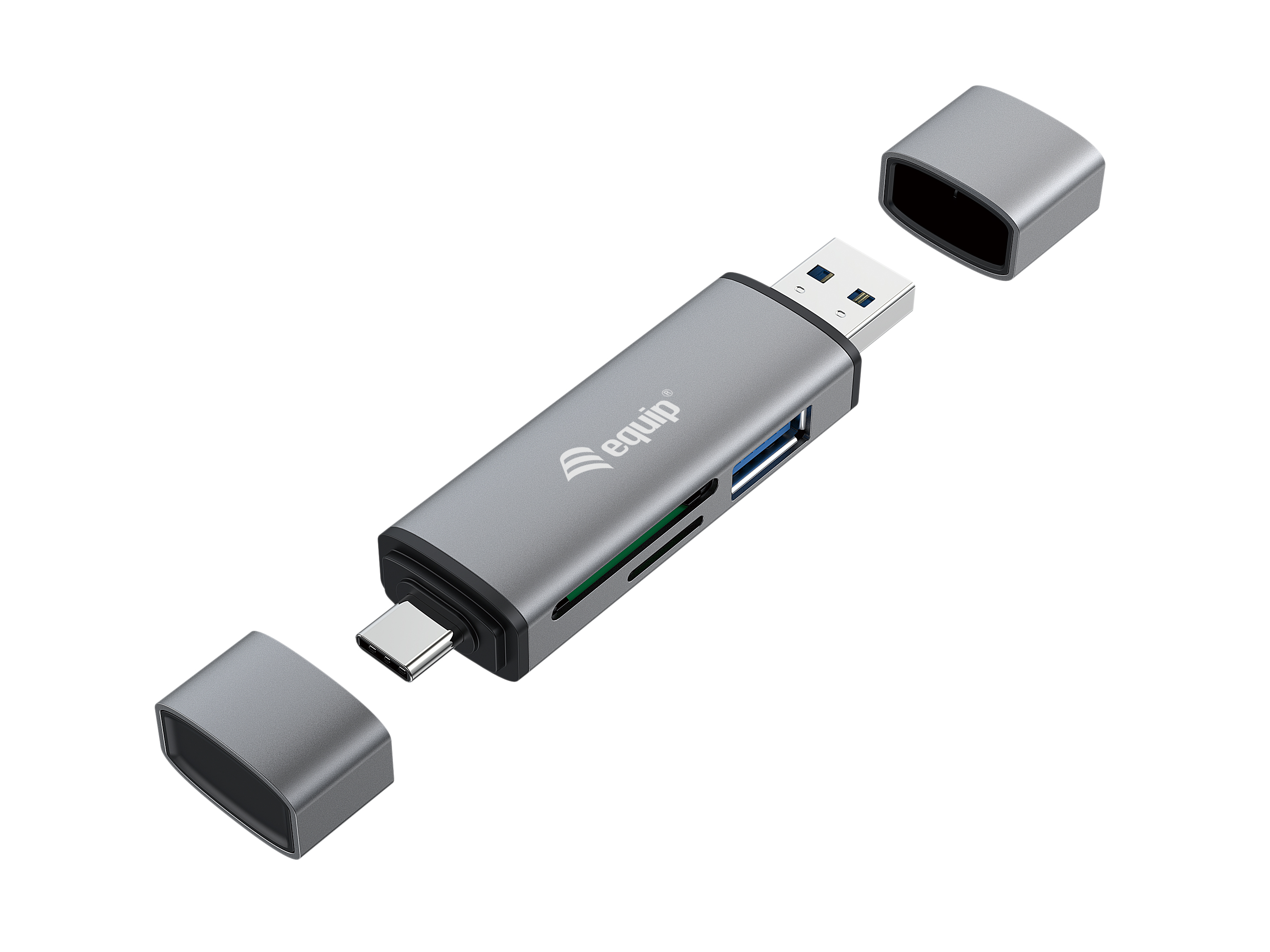 Equip Dual-Slot-Cardreader with 1 Port USB 3.0 Hub | 245460 | USB 3.0 [Stecker - Multi]