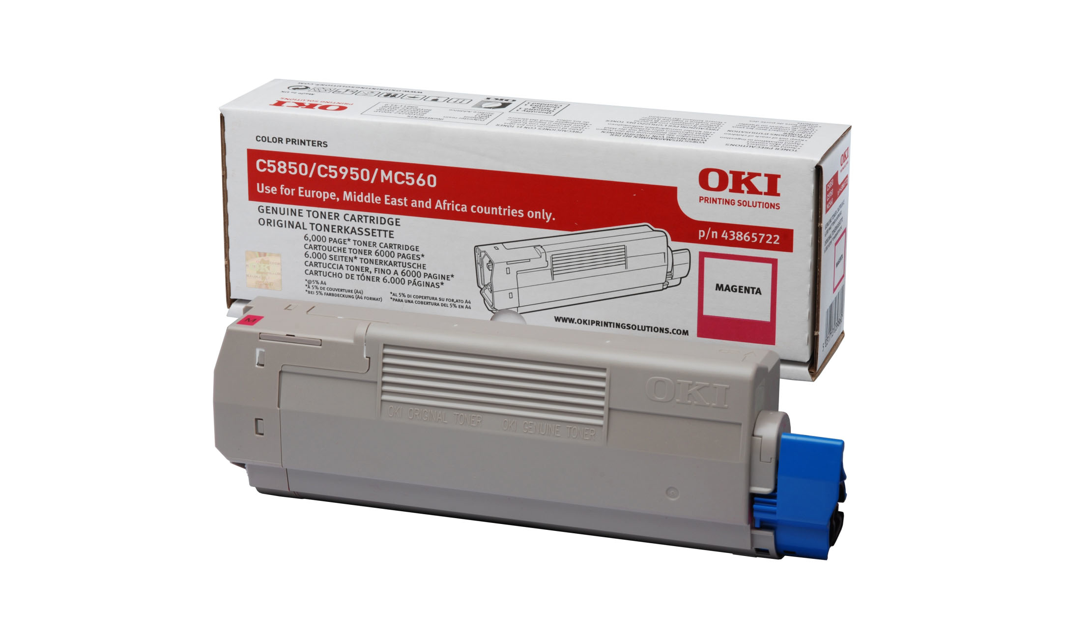OKI 43865722 Toner magenta. 6K pages/5% for OKI C 5850