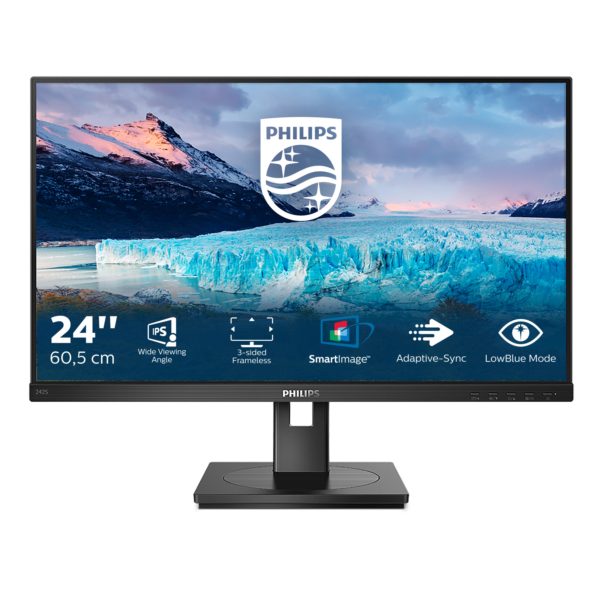 Philips S-line 242S1AE Monitor 60.5cm (24") Full HD, IPS, 4ms, HDMI, Displayport, VGA, DVI Image