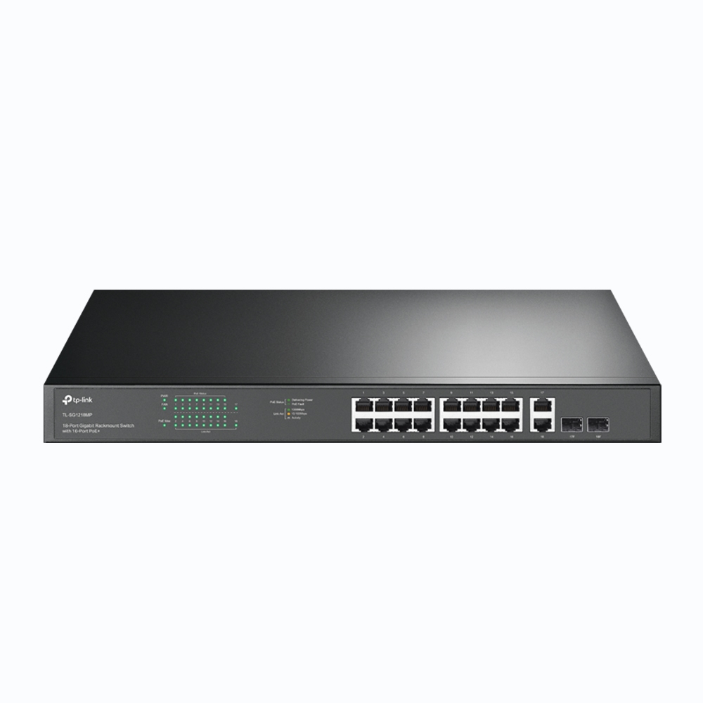 TP-LINK 18-Port Gigabit-Rackmount-Switch mit 16 PoE+-Ports | tl-sg1218mp | Unmanaged - Gigabit Ethernet (10/100/1000