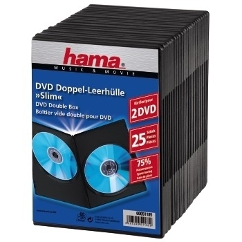 Hama DVD Slim Double-Box | 00051185 | Slim Jewel Case für Speicher-DVD - Kapazität: 2 DVD