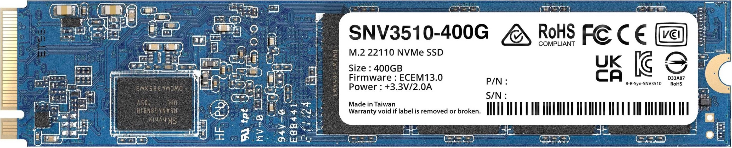 Synology M.2 NVMe SSD SNV3000-Serie 400GB | snv3510-400g | Power-Loss Protection