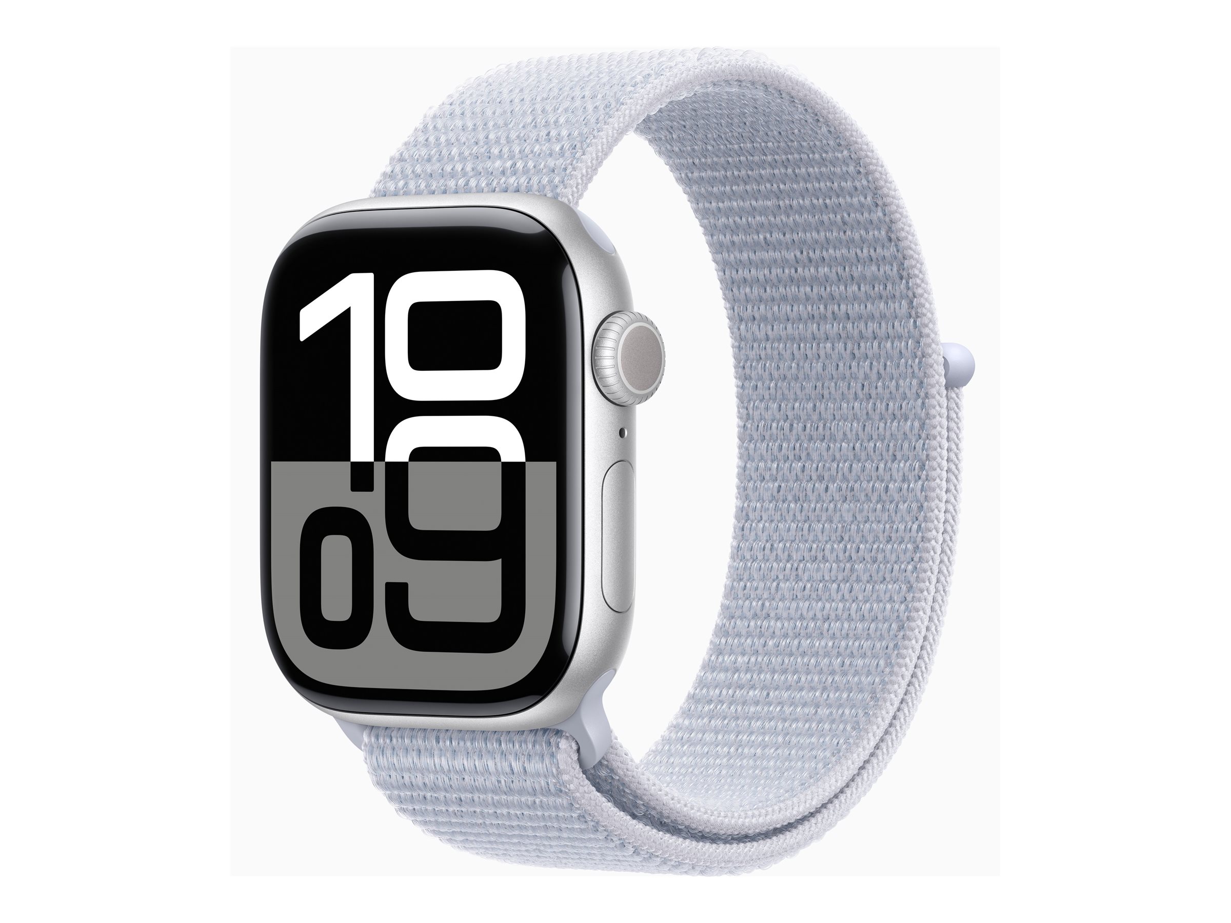 Apple Watch Series 10 (GPS + Cellular) 42mm Aluminium silber mit Sport Loop Blaue Wolke | mwx53qf/a |