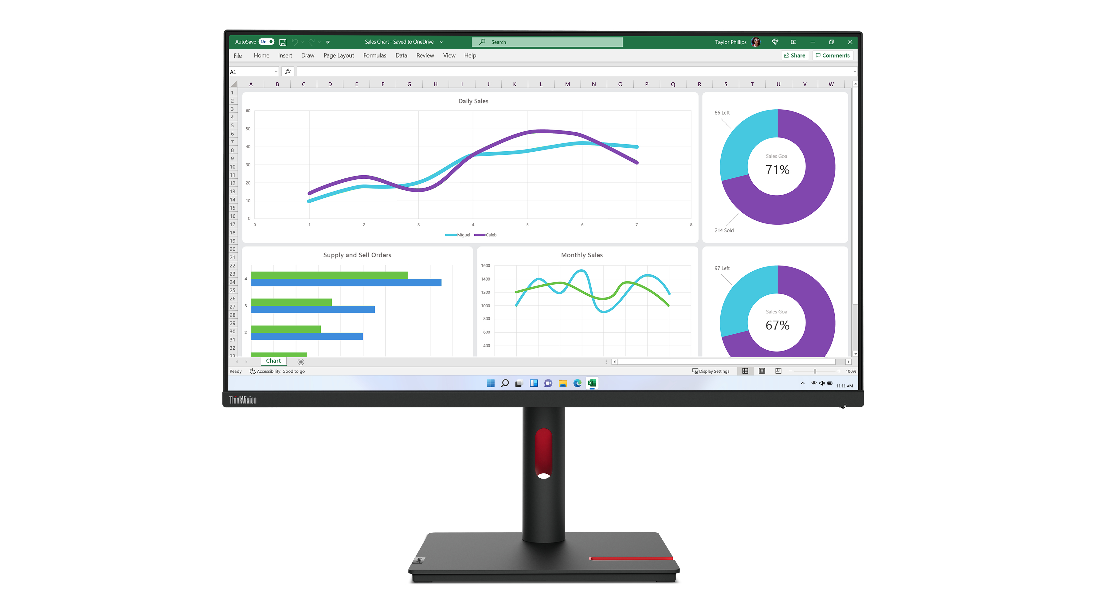 Lenovo ThinkVision T32h-30 Monitor 80cm (31.5") WQHD | 63d3gat1eu | IPS - 4ms
