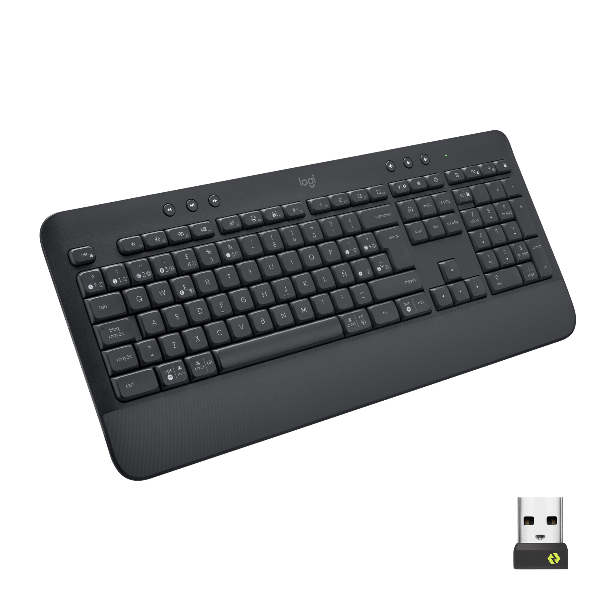 Logitech Signature K650 - Tastatur - kabellos - Bluetooth 5,1 - QWERTY - Spanisch - Graphite (920-010917)