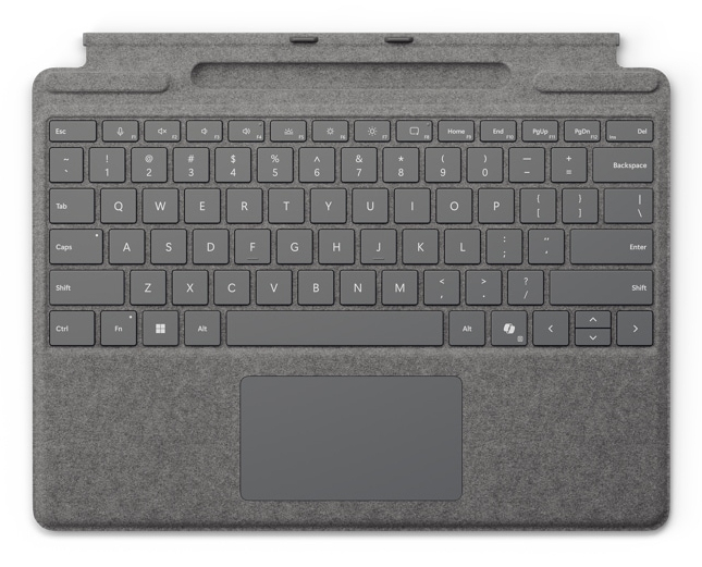 Microsoft Surface Pro Keyboard mit Copilot-Taste und Stiftaufbewahrung (ohne Stift) | 8xa-00242 | Platin - DE