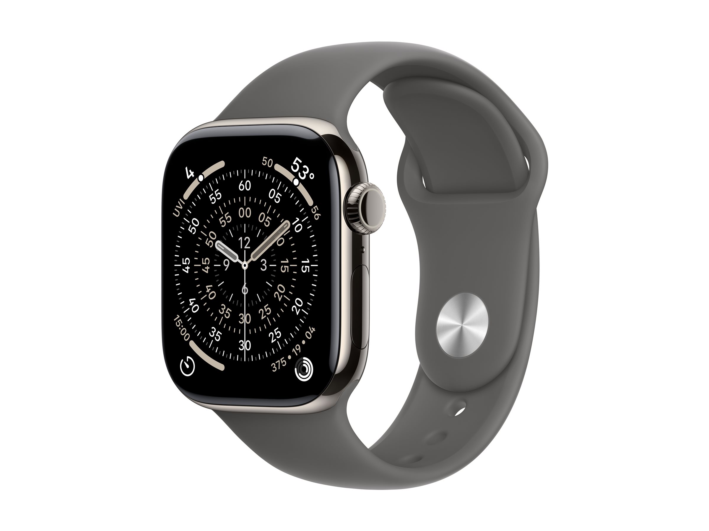 Apple Watch Series 11 (GPS + Cellular) 42mm Titan natur mit Sportarmband M/L steingrau | mf8n4zr/a |