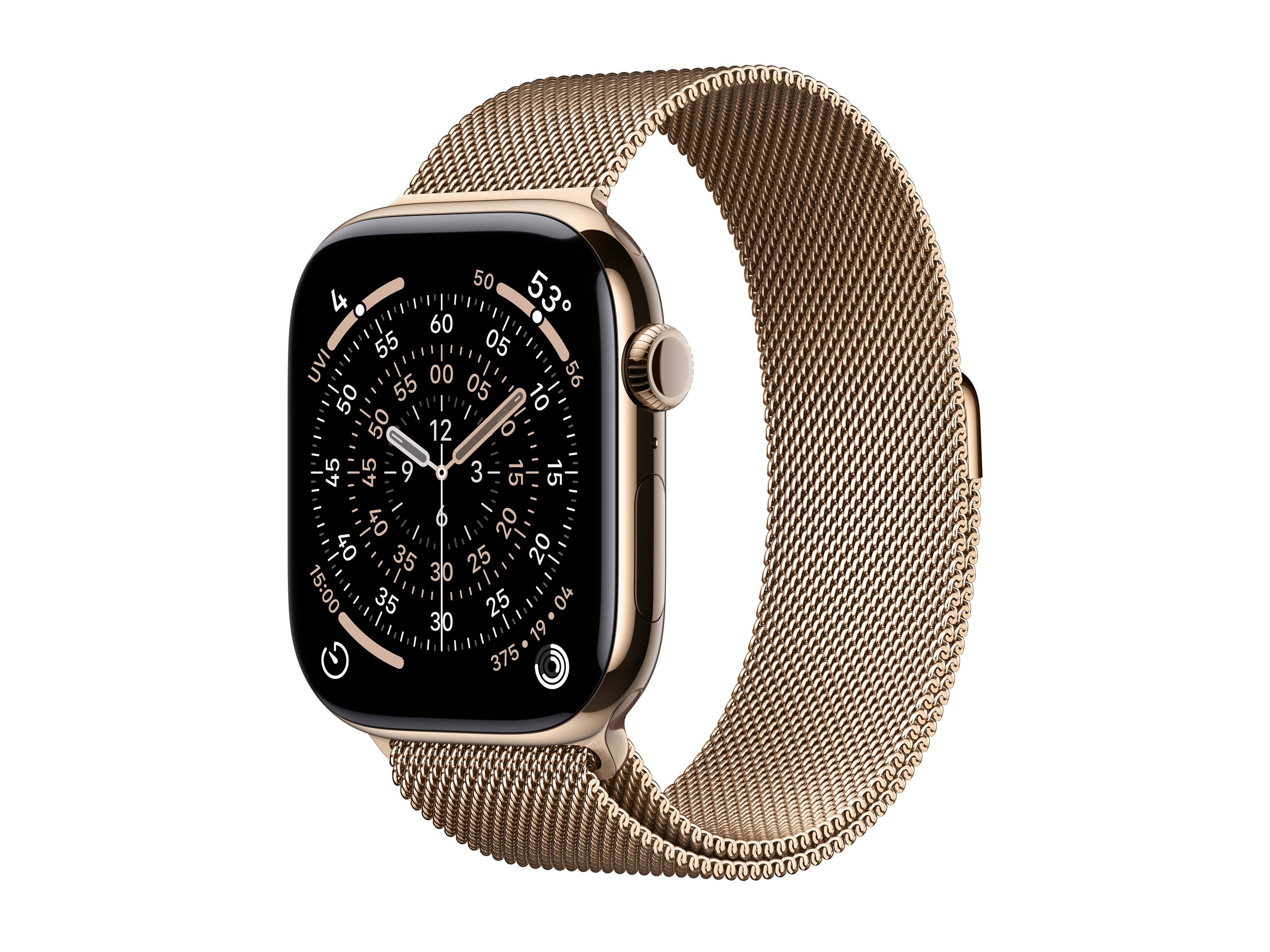 Apple Watch Series 11 (GPS + Cellular) 46mm Titan gold mit Milanaise-Armband S/M gold | mfd74zr/a |
